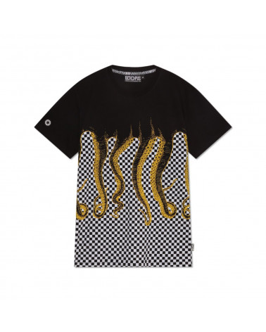 Octopus T-Shirt Checkered Tee - Yellow/Black