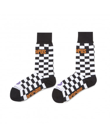 Octopus Calze Checkerd Logo Socks - Black