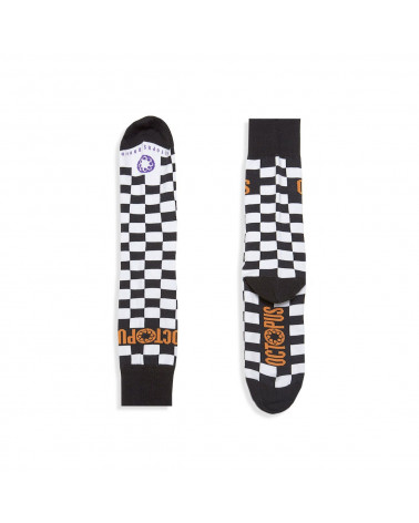 Octopus Calze Checkerd Logo Socks - Black