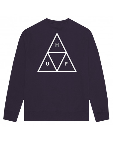 HUF Felpa Essential Triple Triangle Logo Crew Neck - Purple Velvet