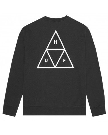 HUF Felpa Essential Triple Triangle Logo Crew Neck - Black