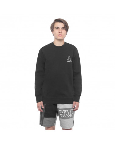 HUF Felpa Essential Triple Triangle Logo Crew Neck - Black