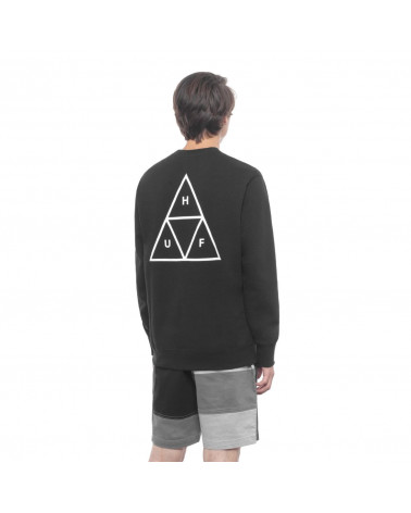 HUF Felpa Essential Triple Triangle Logo Crew Neck - Black