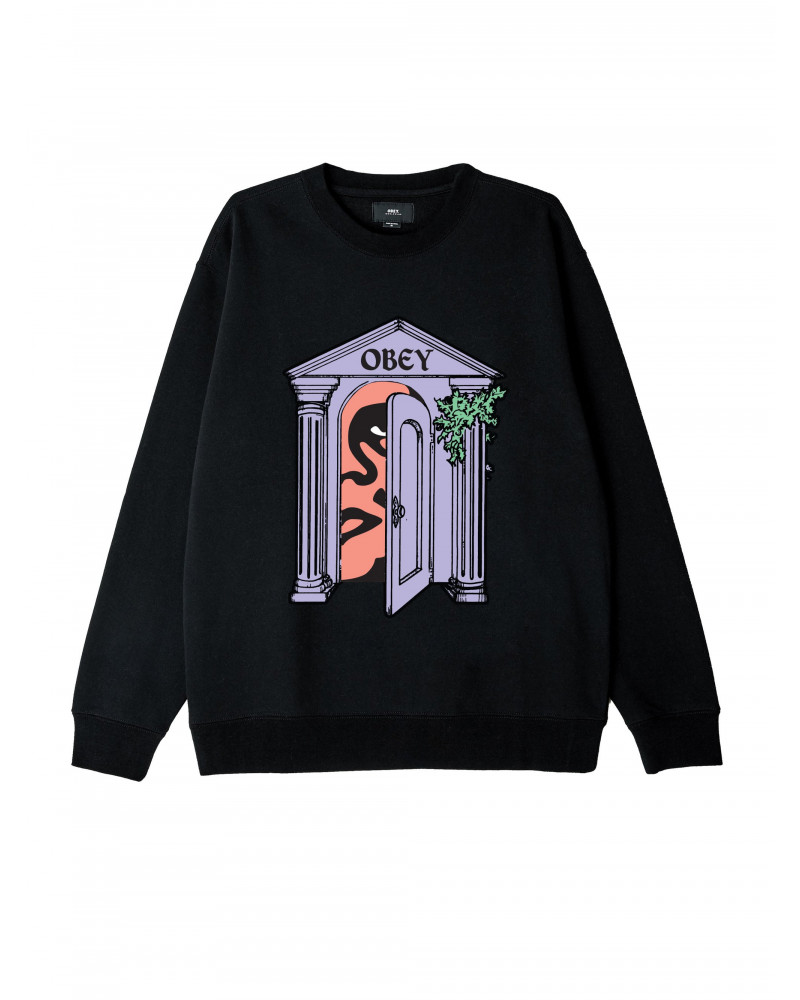 Obey Felpa Mausoleum Box Fit Crewneck - Black