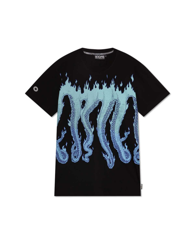Octopus - T Shirt Octopus Flames Tee Black