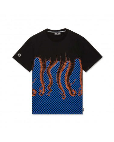 Octopus T-Shirt Checkered Tee - Orange/Black