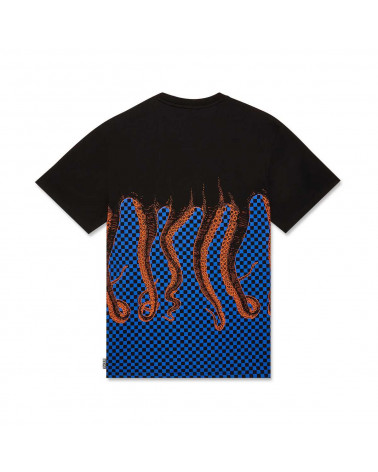 Octopus T-Shirt Checkered Tee - Orange/Black