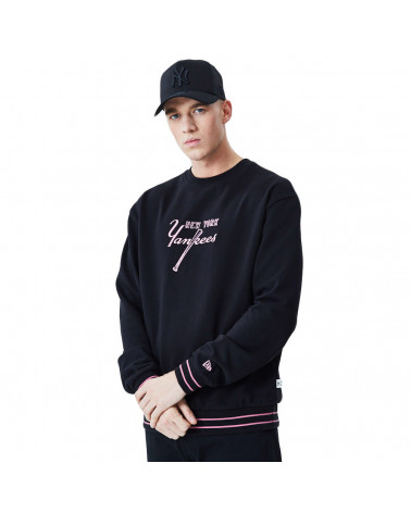 New Era Felpa MLB Heritage Script Crew New York Yankees - Black