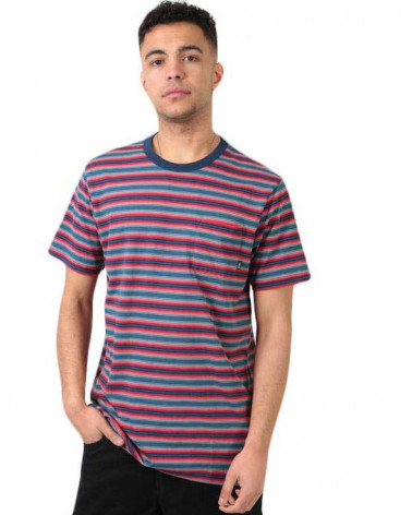 Vans T-Shirt Knollwood Stripe - Stargazer/Racing Red