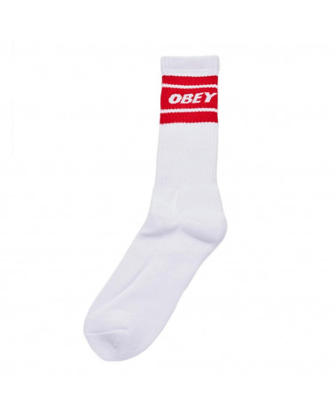 Obey Calze Cooper II Socks - White/Rio Red