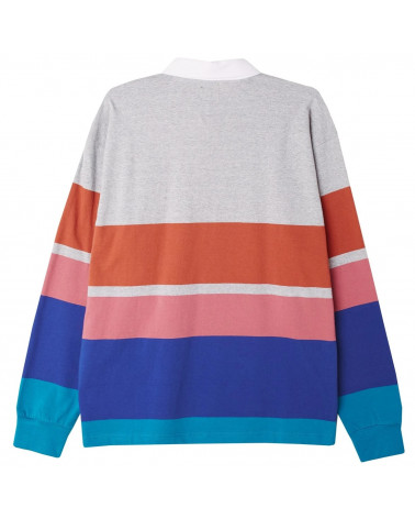Obey Automation Rugby Polo - Heather Ash Multi