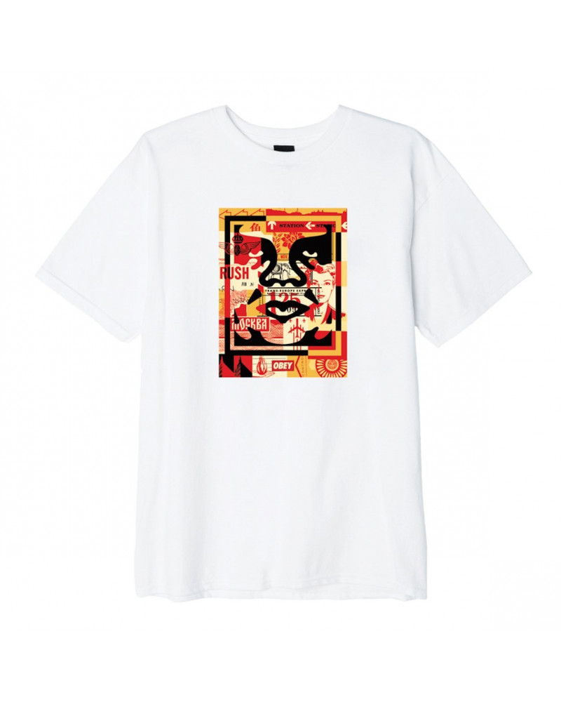 Obey 3 Face Collage T-Shirt - White