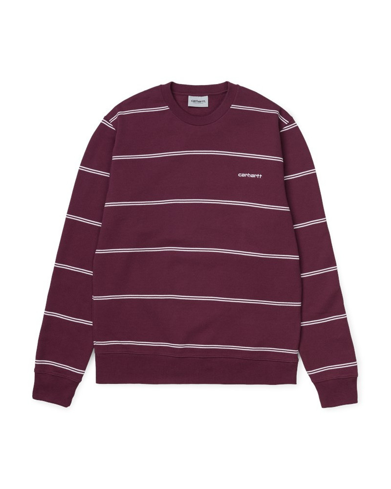 Carhartt WIP Felpa Spacer Sweatshirt - Spacer Stripe/Shiraz/White