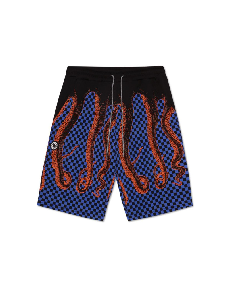 Octopus Pantaloncini Checkerd Sweatshort - Black/Orange