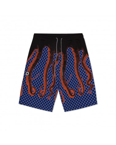 Octopus Pantaloncini Checkerd Sweatshort - Black/Orange