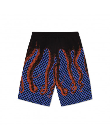 Octopus Pantaloncini Checkerd Sweatshort - Black/Orange
