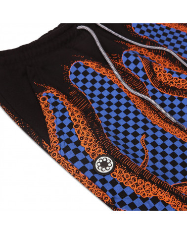 Octopus Pantaloncini Checkerd Sweatshort - Black/Orange
