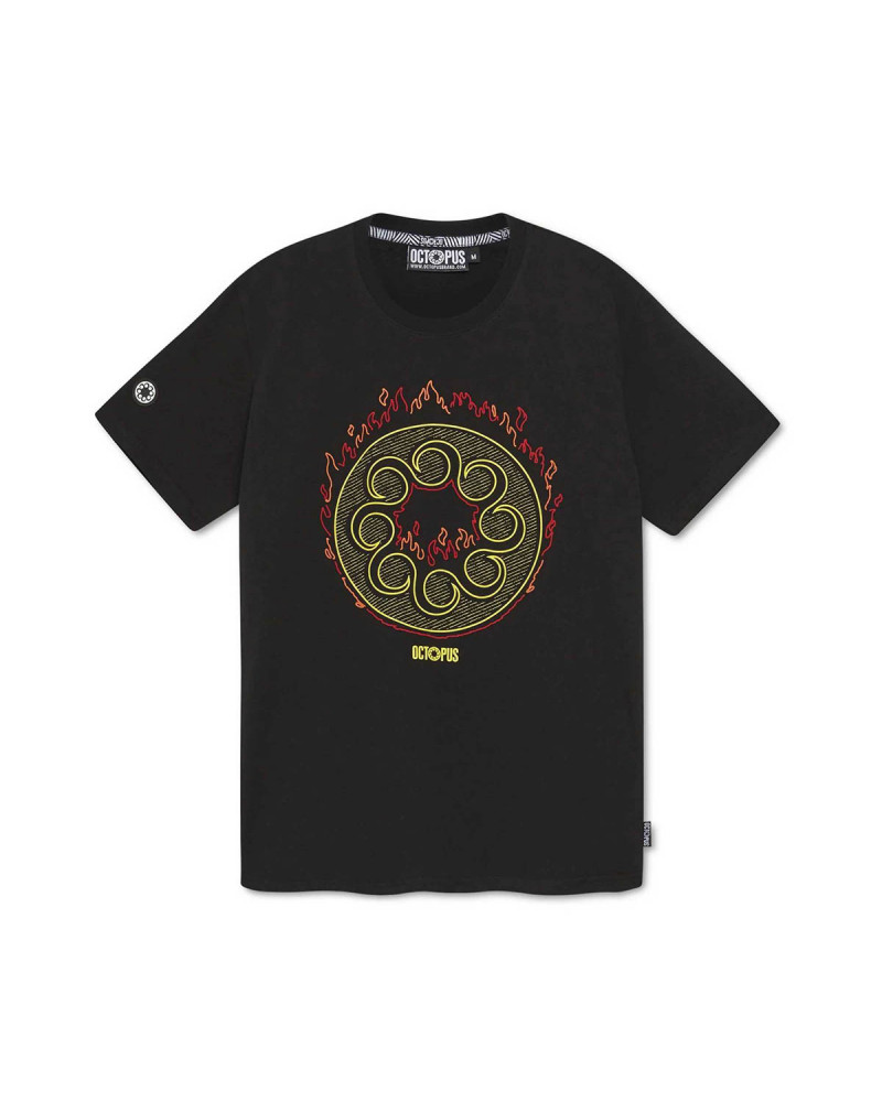 Octopus T-Shirt More Fire Logo Tee - Black