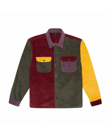 HUF Camicia Cord Block L/S Overshirt - Olive