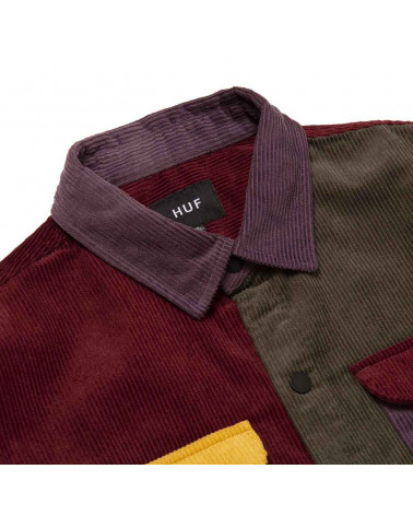 HUF Camicia Cord Block L/S Overshirt - Olive