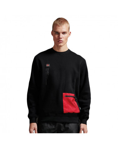 Dolly Noire Felpa Pocket Crewneck - Black & Red