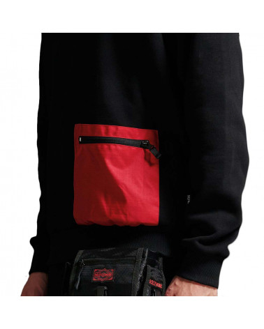 Dolly Noire Felpa Pocket Crewneck - Black & Red