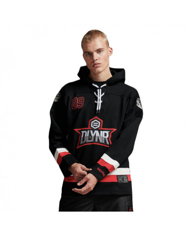 Dolly Noire Felpa Hockey Hoodie - Black And Red