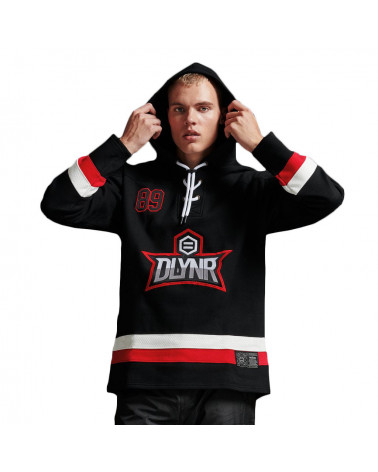 Dolly Noire Felpa Hockey Hoodie - Black And Red