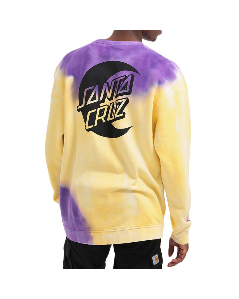 Santa Cruz Felpa Moon Dot Crew - Yellow/Purple Fold Dye