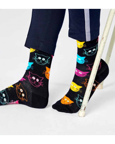 Happy Socks Calze Cat Sock  - Black
