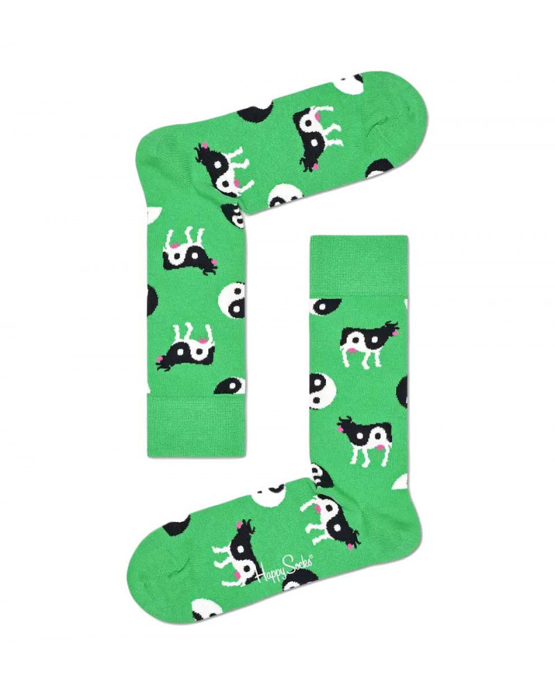 Happy Socks Calze Ying Yang Cow Sock - Green