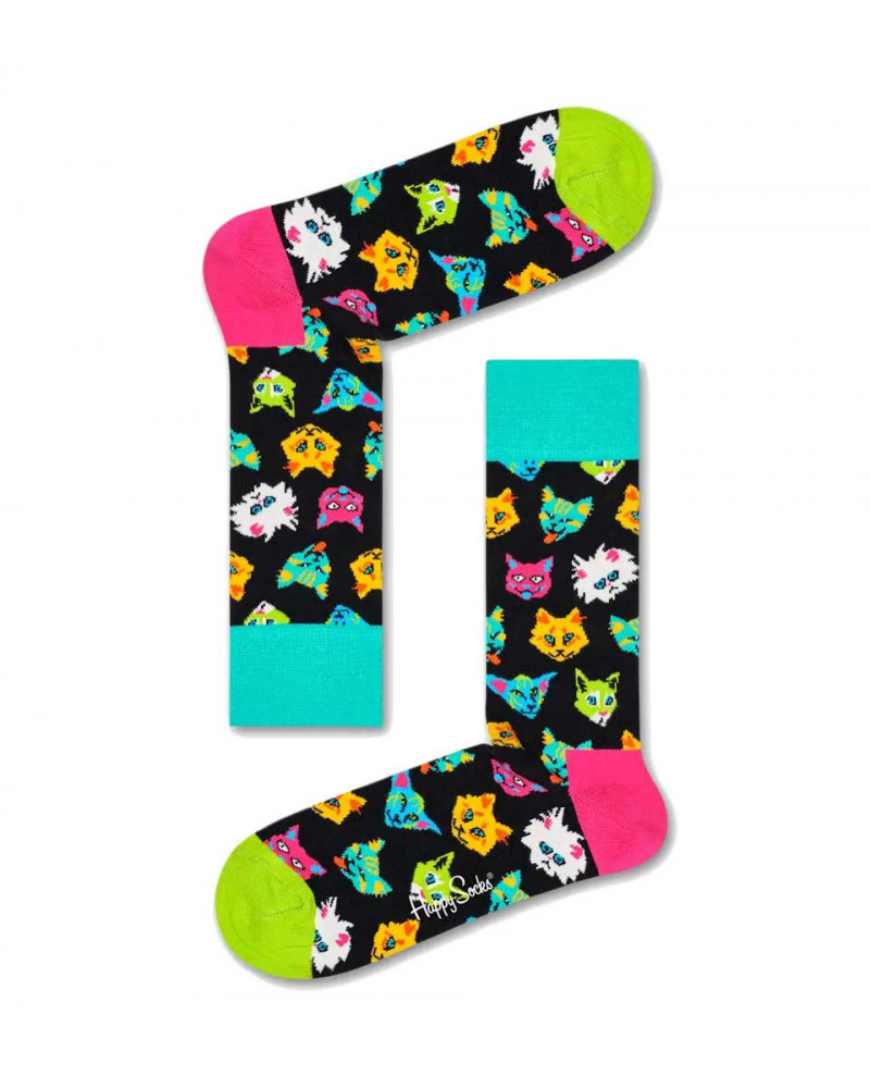 Happy Socks Calze Funny Cat Sock - Black