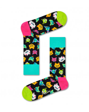 Happy Socks Calze Funny Cat Sock - Black