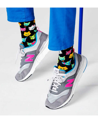 Happy Socks Calze Funny Cat Sock - Black