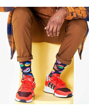 Happy Socks Calze Lips Sock - Black