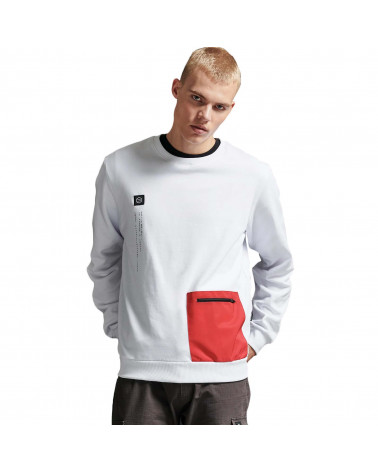 Dolly Noire Felpa Pocket Crewneck - White & Red