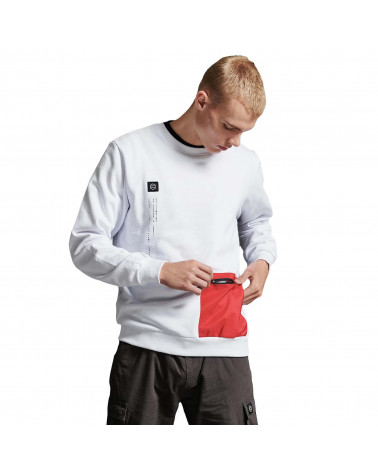 Dolly Noire Felpa Pocket Crewneck - White & Red