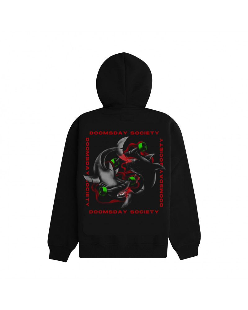 Doomsday Felpa Shark Fight Zip Hoodie - Black
