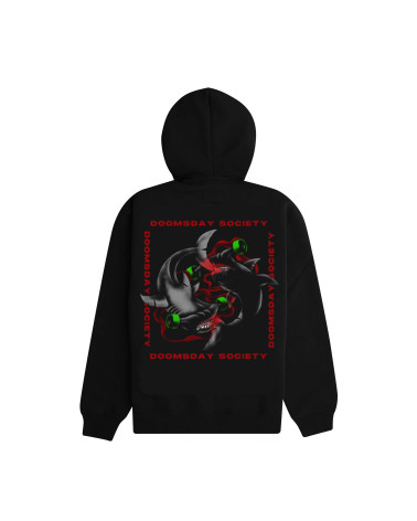 Doomsday Felpa Shark Fight Zip Hoodie - Black