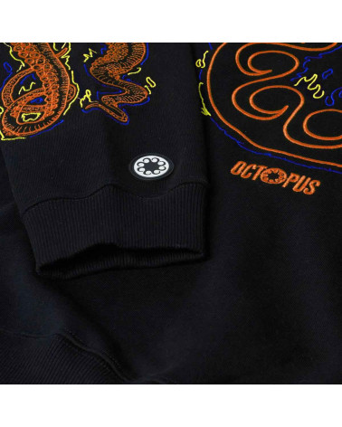Octopus Felpa Octopus More Fire Logo Hoodie - Embroidered Black