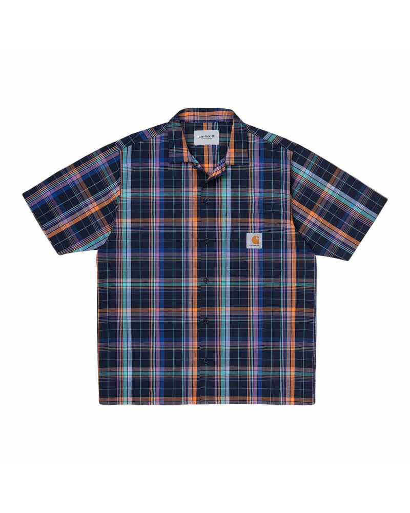 Carhartt Wip Camicia S/S Vilay Shirt - Vilay Check/Dark Navy