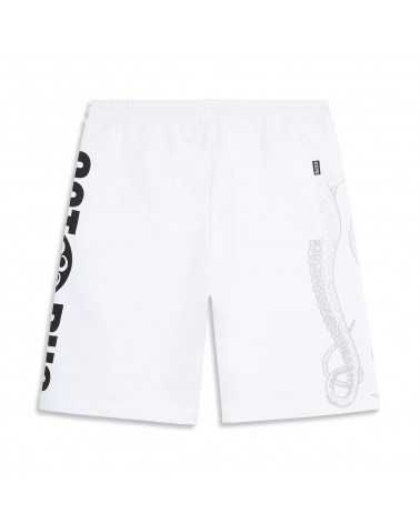 Octopus Pantaloncini Logo Sweatshort Screen Print White