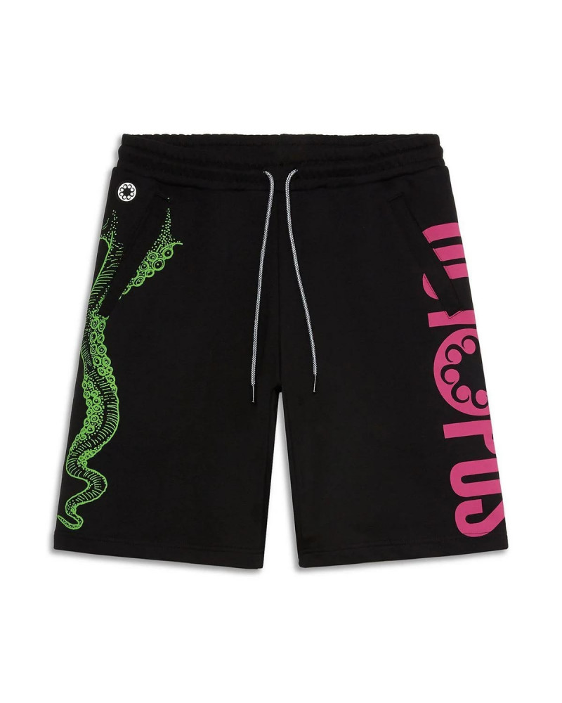 Octopus Pantaloncini Logo Sweatshort Screen Print Black