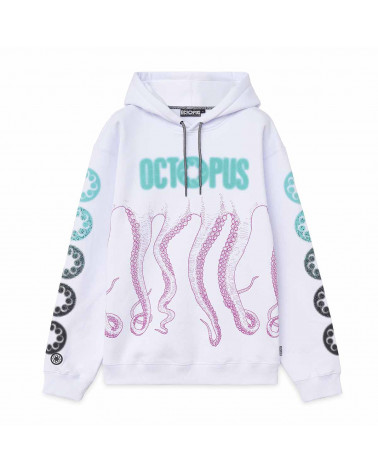 Octopus Sweatshirt Blurred Hoodie White