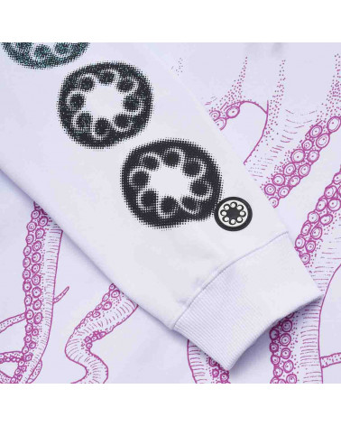 Octopus Sweatshirt Blurred Hoodie White