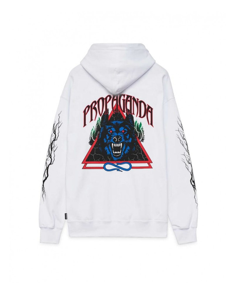 Propaganda Sweatshirt Wolf Hoodie White