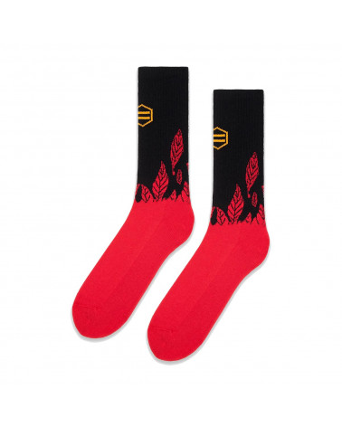 Dolly Noire Socks Woven Leaves Red