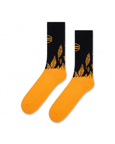 Dolly Noire Socks Woven Leaves Orange