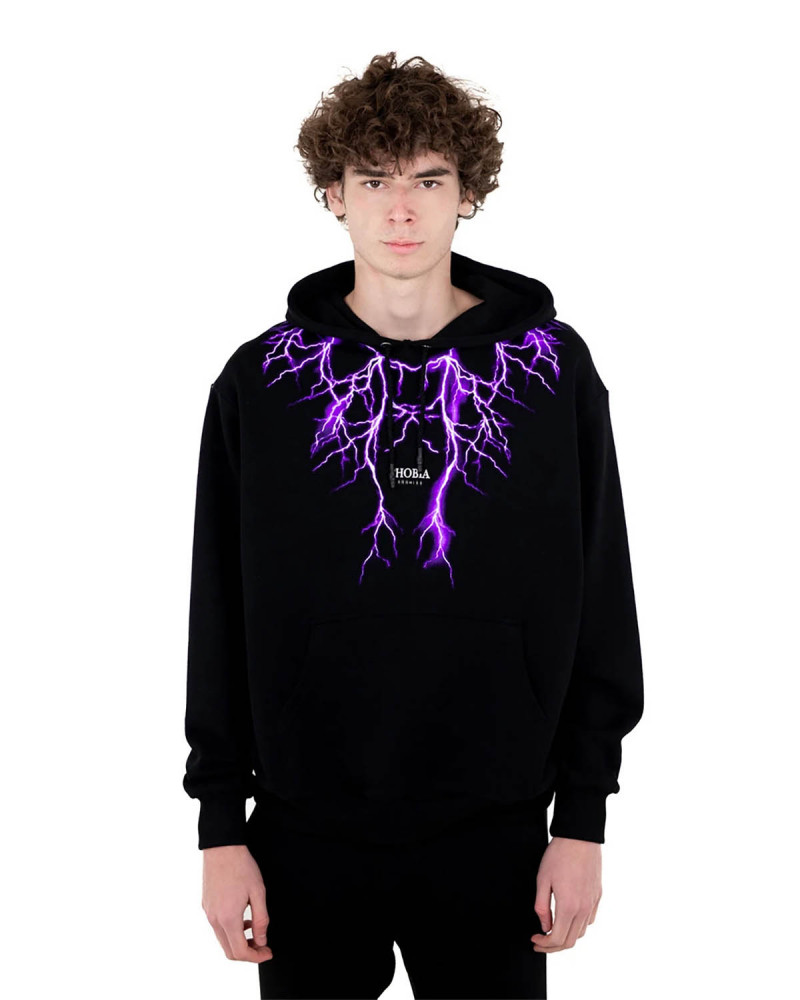 Phobia Felpa Black Hoodie Purple Lightning