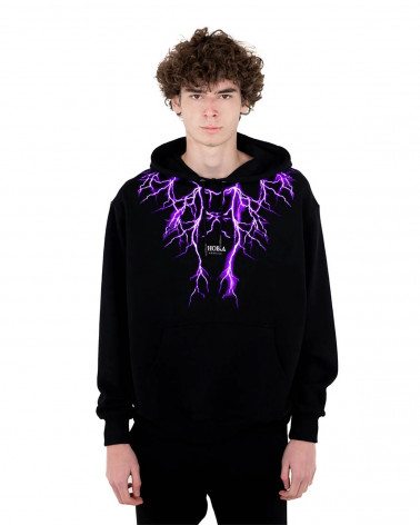 Phobia Sweatshirt Black Hoodie Purple Lightning
